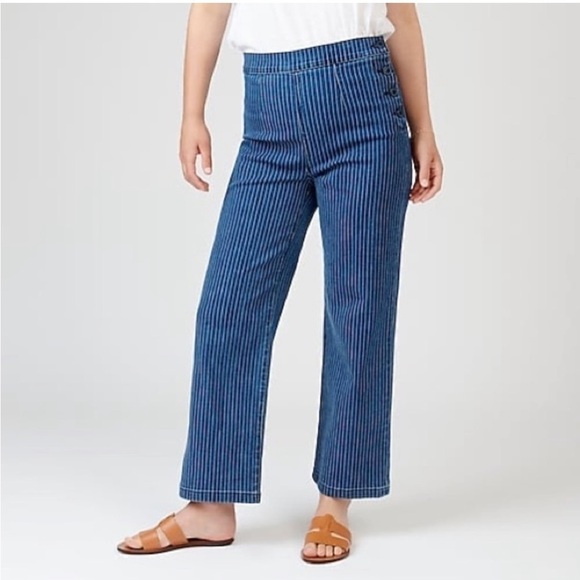 J. Crew Slim Wide Leg Pinstriped Sailor Jean 31T NWT